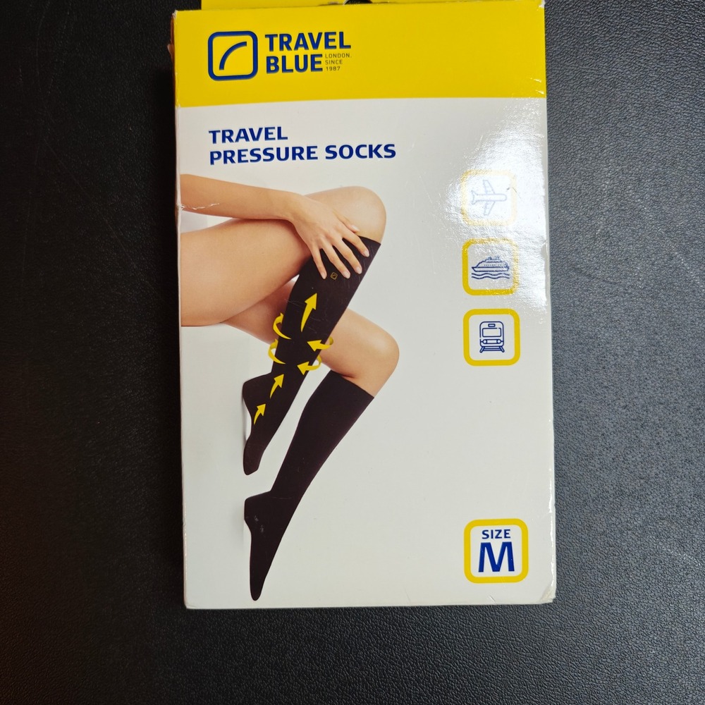 Travel Blue Pressure Socks Black Medium Gentle Compression Flight Socks 791
